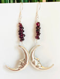 Silver Moon Earrings/ Gemstone Moon Earrings/Golden Moon Earrings - Janine Design