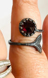 Mermaid Ring, Gemstone Ring, Sterling or Antique Brass Ring, Mermaid Rings - Janine Design