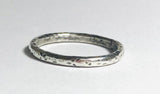 Silver Band, Hammered Silver Band Ring, Silver Texture Ring, Silver Ring - Janine Design