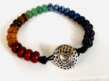 Genuine Gemstone Chakra Bracelet, Chakra Leather Bracelets