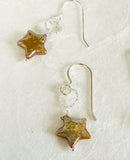 Pearl Earrings/Star Earrings, Celestial Star Earrings,Purple Star Earrings, Star Earrings