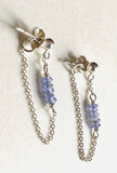 Chain Loop Earrings-Iolite Gemstone Earrings, Modern Chain Earrings,