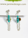 Turquoise Chain Loop Earrings-Turquoise  Gemstone - Janine Design