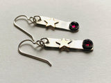 Star Garnet Tag Earrings, Star Earrings, Garnet Earrings, January Birthstone Earrings - Janine Design