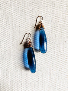 Quartz Gummy Drop Earrings/Ocean Blue Drop Earrings/wire Wrapped earrings