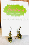 Brass Tiny Pinecones/ Pinecone Earrings/ Brass Pinecone Earrings - Janine Design