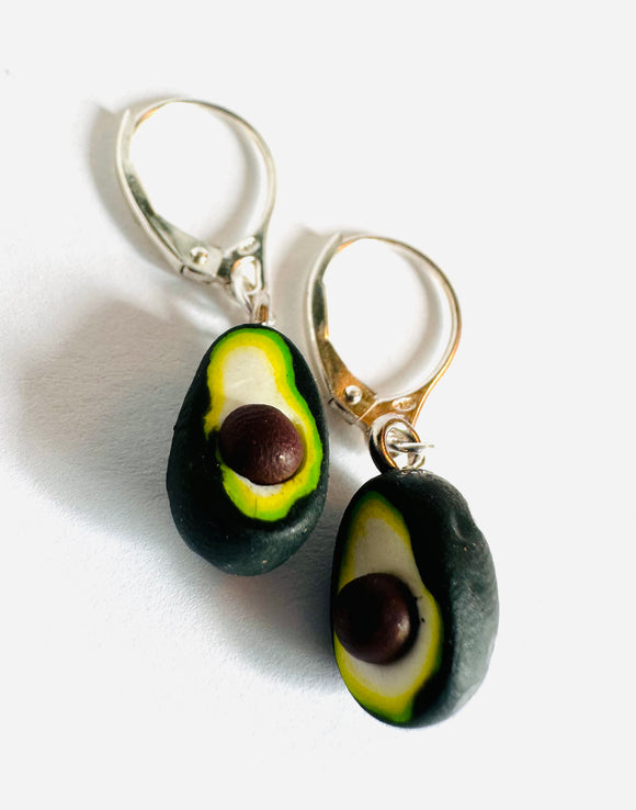 Avocado Earrings, Polymer Clay Earrings, Food Earrings, Avocado Polymer Clay Earrings