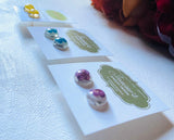 Pressed Flower Earrings/ Flower Studs/Resin Drop Studs - Janine Design