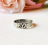 Lotus Ring, Size 10 Ring, Flower Ring, Ring Band, Silver Ring, Stacking Ring - Janine Design