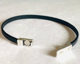 Men’s Leather Magnet Bracelet, Men's Band Bracelet, Black Bracelet, Leather Bracelet, Magnet Bracelet - Janine Design