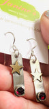 Star Garnet Tag Earrings, Star Earrings, Garnet Earrings, January Birthstone Earrings - Janine Design