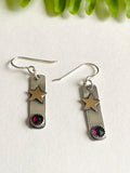 Star Garnet Tag Earrings, Star Earrings, Garnet Earrings, January Birthstone Earrings - Janine Design