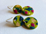 Spring Green Earrings, Spring Color and Design Clay Earrings - Janine Design