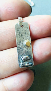 Dolphin Under The Sun, Silver Dolphin Necklace , Gold and Silver Necklace