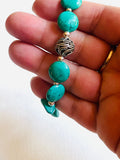 Turquoise and Sterling Silver Bracelet, Turquoise Disk Bracelet - Janine Design