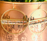 Brass Ring Gemstone Earrings/Pyrite Earrings/Carnelian Hoops