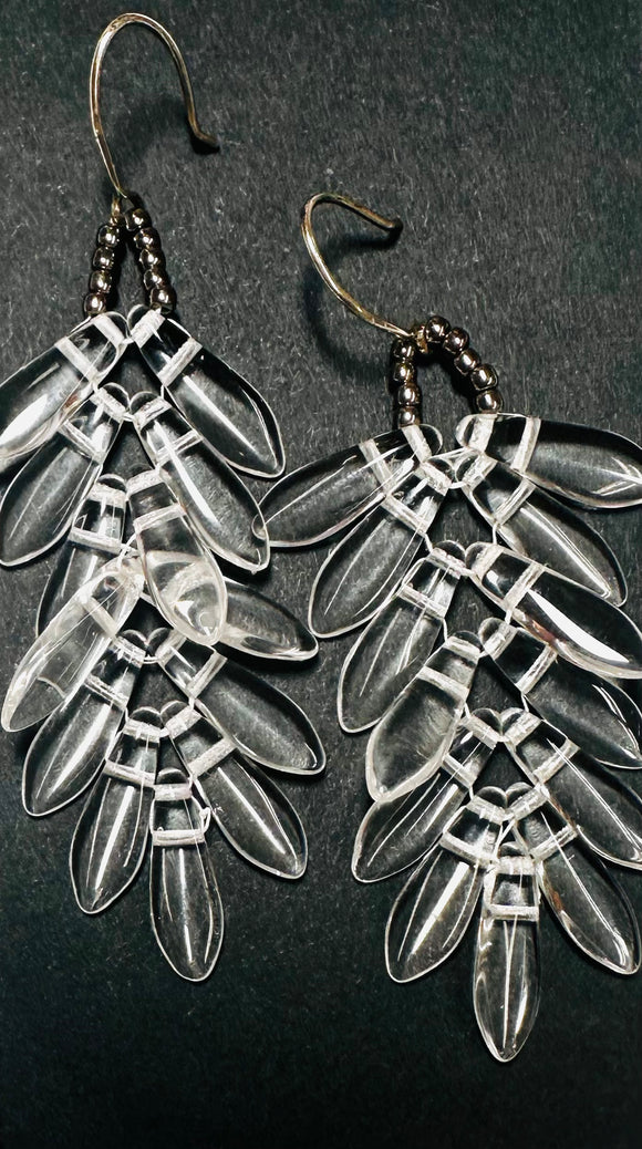 Clear Bead Drop Earrings, Ice Earrings - Janine Design