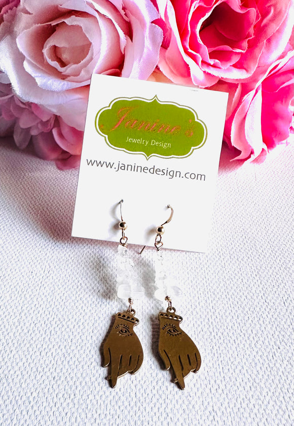 Hand Earrings/ Evil Eye Protection Earrings - Janine Design