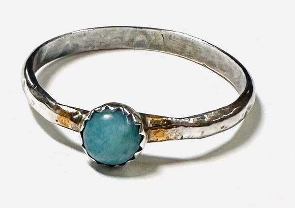 Larimar Texture Ring, Size 8 ring. Blue Ring, Larimar Ring,  Gemstone Ring, Stacking Ring - Janine Design