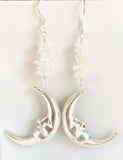 Silver Moon Earrings/ Gemstone Moon Earrings/Golden Moon Earrings - Janine Design