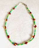 Beaded Anklet/Flower Anklet- large anklet - Janine Design