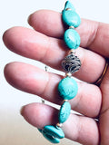 Turquoise and Sterling Silver Bracelet, Turquoise Disk Bracelet - Janine Design