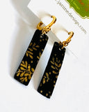 Black and Gold Bar Earrings/Black and Gold Earrings