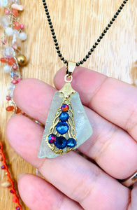 Gloucester Sea Glass and Crystal Necklace - Janine Design