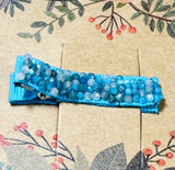 One Tiny Genuine Gemstone Barrette, Hair Clip, Woven Hair Clip