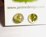 Pressed Flower Earrings/ Flower Studs/Resin Drop Studs - Janine Design