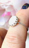 Moonstone Sterling Filigree Ring/Silver Moonstone Ring - Janine Design