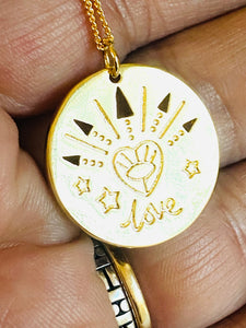Love Necklace, Arrow medallion, Gift, Gold Filled Travelers Medallion - Janine Design