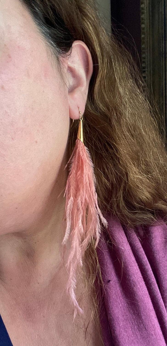 Lightweight Wispy Feather Earrings/ Long Earrings/ Statement Earrings - Janine Design