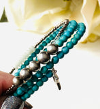 Blue and Silver Memory Wire Slinky Bracelet, side view