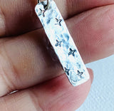 Blue Onyx Tag Necklace/Blue Gemstone Necklace
