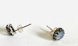 Chalcedony Stud Earrings, Light Blue Gemstone Earrings, March Birthsrone