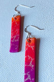 Polymer Clay Bar Earrings, Bar Earrings, Pink and orange Earrings, Ombre Earrings - Janine Design