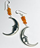 Silver Moon Earrings/ Gemstone Moon Earrings/Golden Moon Earrings - Janine Design