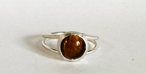 Tiger’s Eye Ring, Stacking Ring, Gemstone Ring, Silver Ring - Janine Design