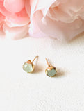 High End Aquamarine Stud, Gold and Aquamarine Stud Earrings, Aquamarine Gold Stud Earrings - Janine Design