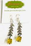 Apple Green Square Crystal Drop Chevron Earrings - Janine Design