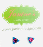 Crystal Studs/Surgical Steel Triangle Studs, Surgical Steel Stud Earrings