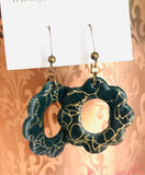 Teal and Gold Hoop Earrings, Clay Circle Earrings, Earrings - Janine Design