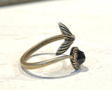 Mermaid Ring, Gemstone Ring, Sterling or Antique Brass Ring, Mermaid Rings - Janine Design