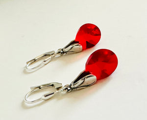 Red Crystal Drop Earrings - Janine Design