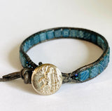Tile Leather Cuff, Leather Cuff Bracelets, Printed Tile Cuff - Janine Design