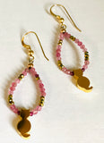 Cat Gemstone Hoops/ Kitty Earrings, Cat Earrings, Kitten Earrings - Janine Design
