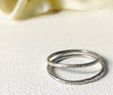 Silver Band, Hammered Silver Band Ring, Silver Texture Ring, Silver Ring - Janine Design