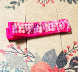 One Tiny Genuine Gemstone Barrette, Hair Clip, Woven Hair Clip - Janine Design