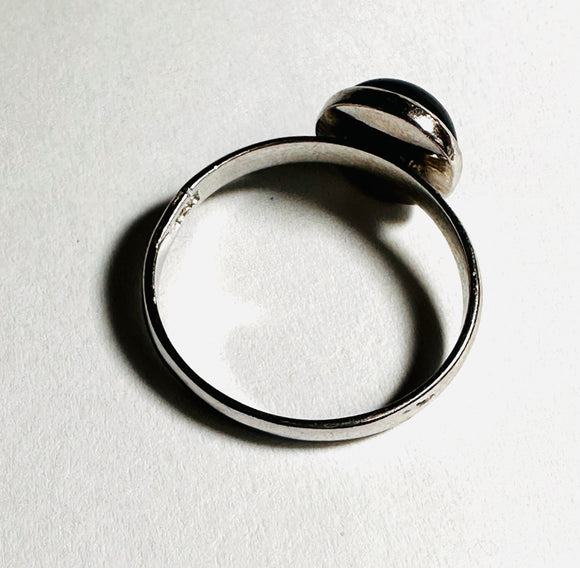 Onyx Black Ring, Onyx Ring, Silver Stackable, Promise Ring